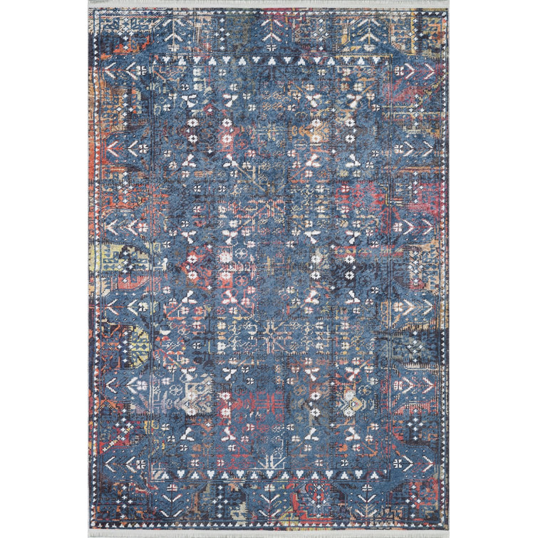 Gracie Oaks Forteau Ahmedabad Digital Print Cotton Blue Indoor/Outdoor
